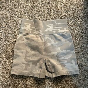 Amazon Women's Gray Camo Bike Shorts Butt Scrunch